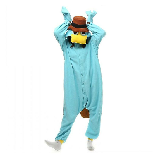 Unisex Perry Platypus Costume Bodysuit Monster Cosplay Pajamas Adult Pajamas Animal Pajamas Bodysuit, L