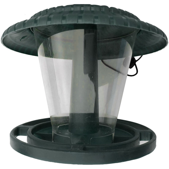 Lifcausal - Outdoor Hanging Wild Bird Feeder, Plastic Hanging Outdoor Garden Backyard Decoration Clear Pavilion Shape with Roof, Waterproof Pet Bird