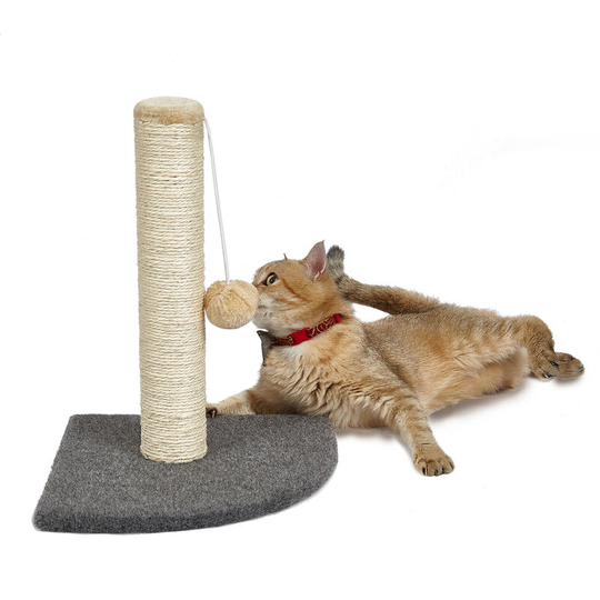 Cat Scratching Post, 16'' Cat Tree Climbing Rope with Hanging Ball, Cat Toys For Indoor Cats Round Sisal Pole Carpet Covered Heavy Base(40x40x41 cm),