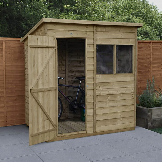 Garden Overlap Pressure Treated 6x4 Pent Garden Shed - Forest
