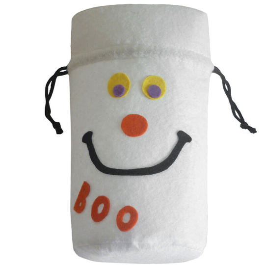 Halloween Felt Fabric Gift Bag Trick or Treat Candy Bag with Drawstring Closure Halloween Party Costumes Supplies Decorations--Ghost,Ghost - Ghost