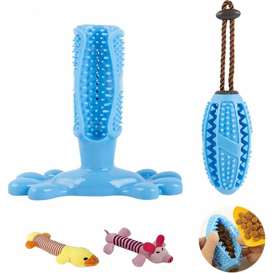 Dog Toothbrush Chew Toy 2 Piece Set Dog Teeth Cleaning Stick and Snack Leaky Chew Toy Ball Suitable