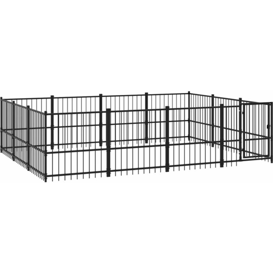 Outdoor Dog Kennel Steel 11.58 m² Vidaxl Black