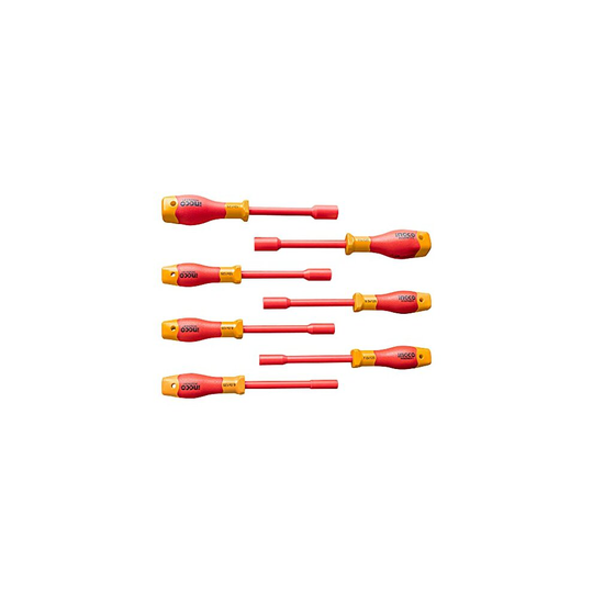 INGCO 7pcs Insulated Nut Screwdriver Set VDE Insulated Nut Driver Spinner Socket HKISD0701