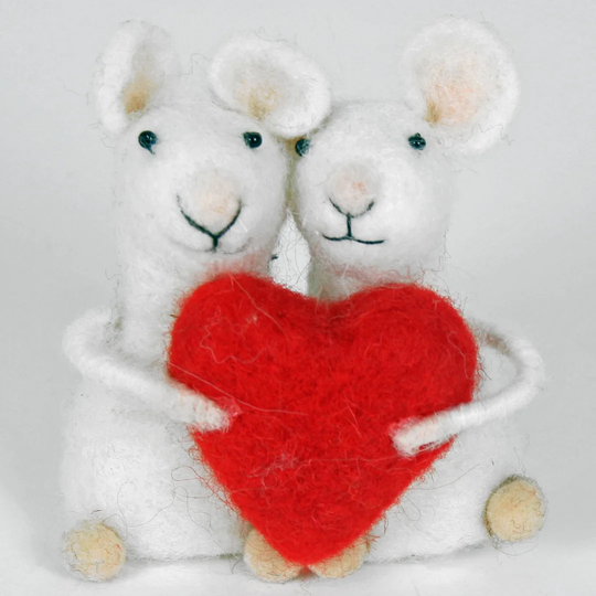Mouse Couple with Heart Figurine