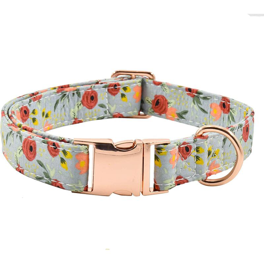 Metal Buckle Dog Collar, Durable Adjustable Dog Collar Soft for Small Medium Large Dogs (L(14.1-21.6in), Flower)