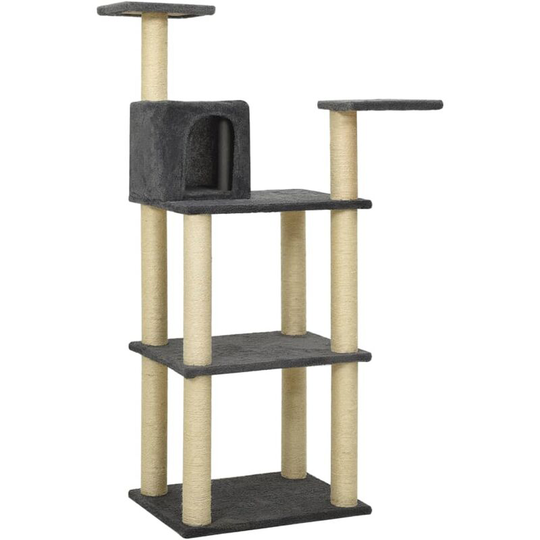 Cat Tree with Sisal Scratching Posts Dark Grey 119 cm Vidaxl Grey