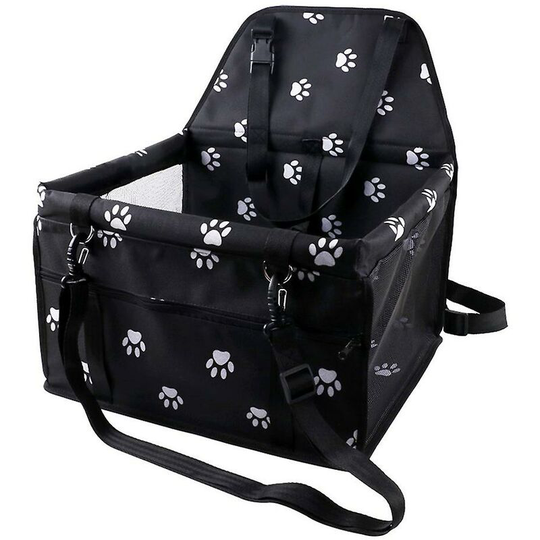Pet Collapsible Booster Car Seat Cat Car Carrier with Safety Leash Black