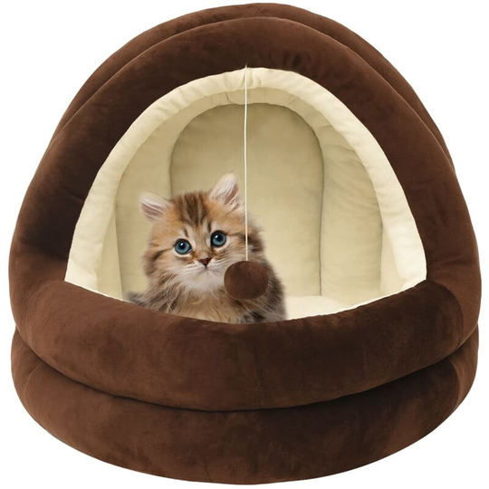 Cat Bed 50x50x45 cm Brown and Cream