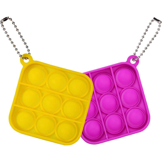 Mini Push pop Bubble Fidget Sensory Fidget Toy, Mini Anxiety Stress Reliever Hand Toys for Kids Adults, Keychain Bubble Pop Desk Toy, Easily Attaches