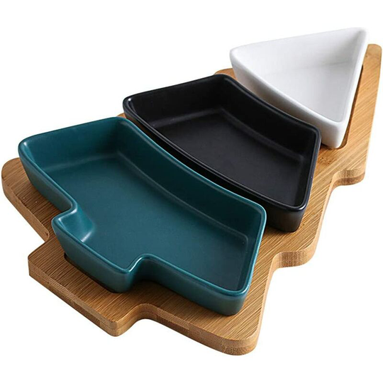 Christmas Tree Shaped Ceramic Serving Tray for Fruits and Sweets, Plate of