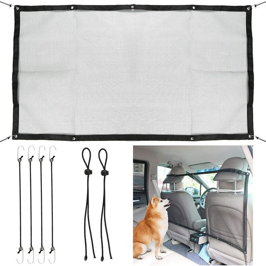 Pet Car Safety Barrier Net Protection, Auto Separation for Dog Cat Netting, Attach to Seats for Blocking
