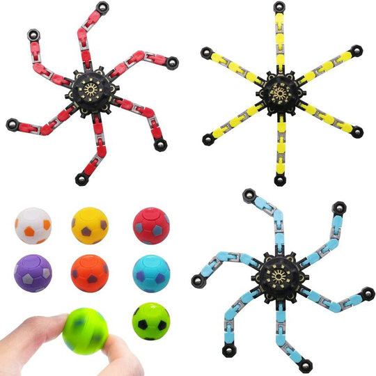 Perle Rare - 3-Pack Fidget Spinners, Transformable Fingertip Spinners, Fun Sensory Toys Fidget Spinners, Stress Relief Fidget Toy Hand Finger Ideas
