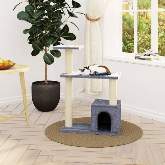 Cat Tree with Sisal Scratching Posts Light Grey 70 cm