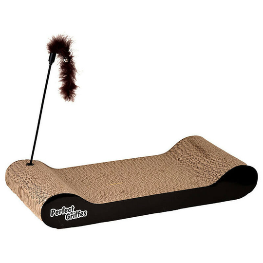 Noname - Perfect Claw Cat Scratchers - Venteoâ„¢ - Scratching mat for claws - Cardboard - Adult - With catnip and feather duster
