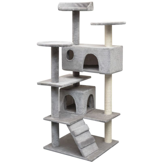Cat Tree with Sisal Scratching Posts 125 cm Grey VD07032 - Hommoo