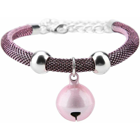Bell Chain Dog Collar Adjustable Cat Collar with Bell (Pink) 1 Piece