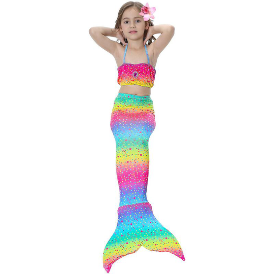Thsinde - High Quality Kids Girls Mermaid Tail Bikini Suits Swimwear Swimwear Swimwear rainbow 140