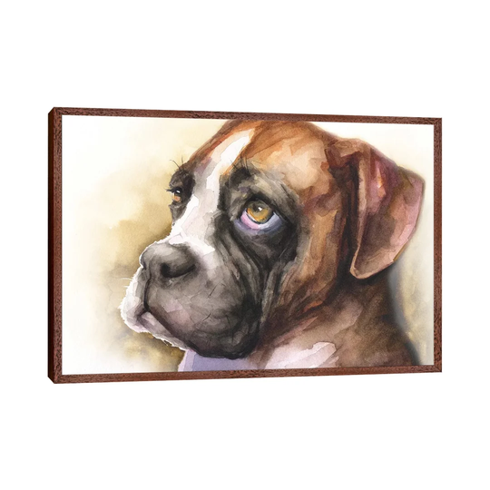 Boxer Puppy Light Background by George Dyachenko - Painting on Canvas