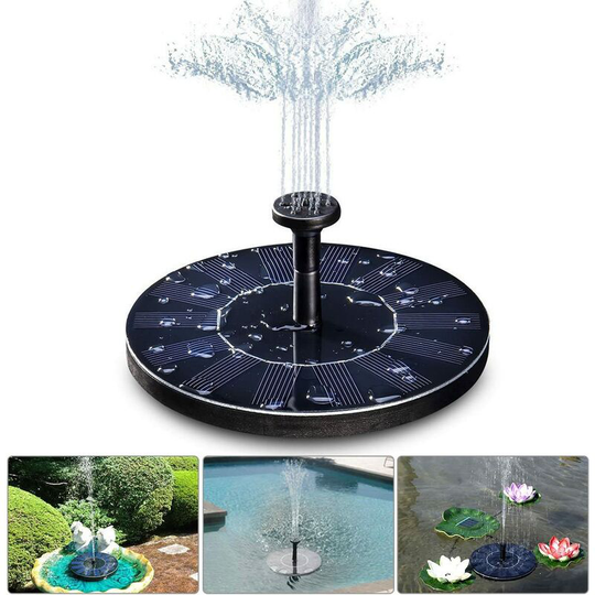 Litzee - Solar Fountain Pump, Solar Water Pump, 1.4W Solar Water Pump + 4 Nozzles, Mini Floating Fountain for Decorative Garden Pond Fountains (No