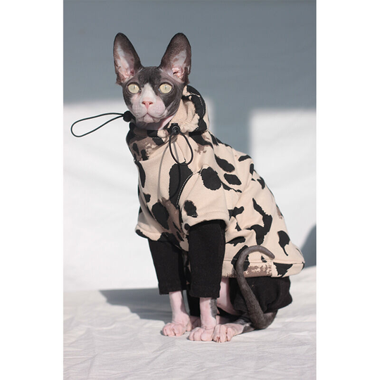 Pet clothes spring and autumn trendy hooded sports wind cotton sweatshirt drawstring collar Sphinx hairless cat m size (chest 44', neck 21', abdomen