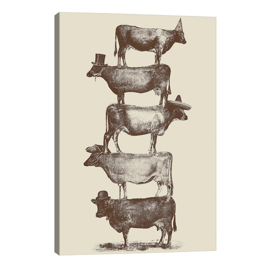 Cow Cow Nuts by Florent Bodart - Wrapped Canvas Graphic Art Print