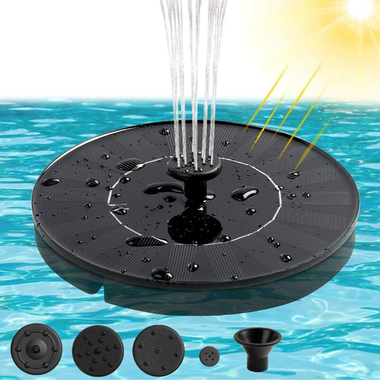 LangRay 1.4W Outdoor Solar Fountain, Birdbath Solar Water Fountain with 4 Water Styles by 4 Nozzles, Floating Freestanding for Birdbath, Garden,