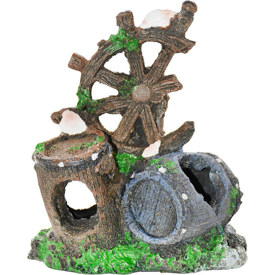 Echoo - Exquisite Resin Crafts Aquarium Decorations Wooden Barrel Ornament Retro Synthetic Aquarium Decorations