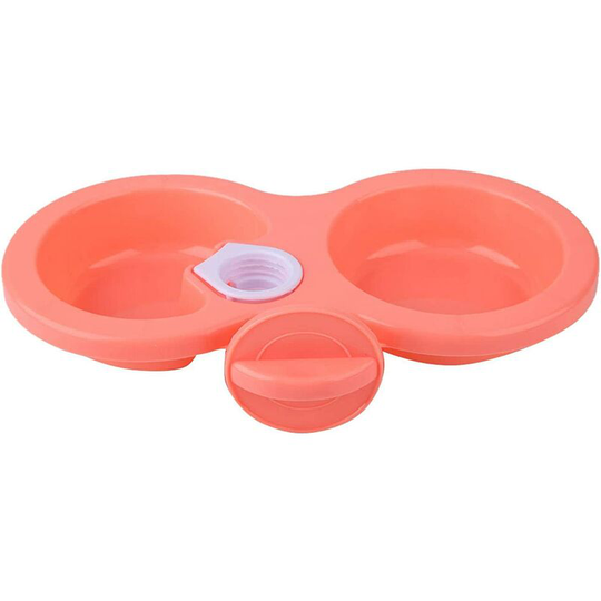 Double Pet Bowls Plastic Pet Puppy Drinking Bowl(Pink)