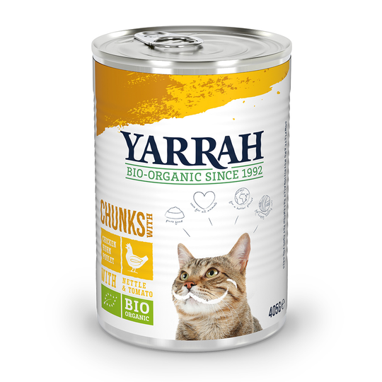 Yarrah Organic Chunks 6 x 405g - Organic Chicken with Organic Nettle & Organic Tomato in Sauce