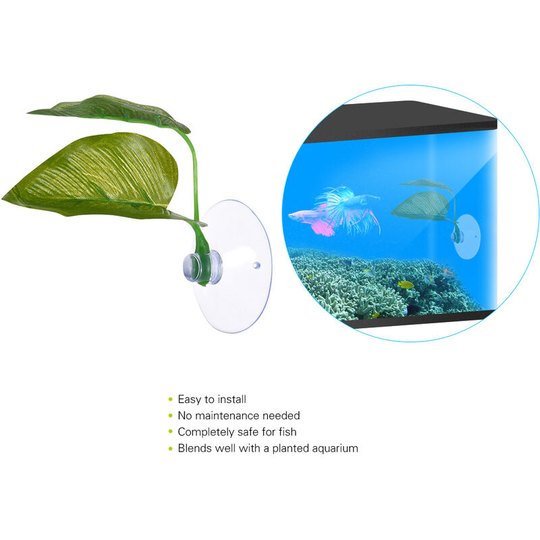 Artificial Plant Leaf Betta Hammock Fish Rest Bed Tropical Saltwater Fish Aquariums Supplies Including 2 Leaves