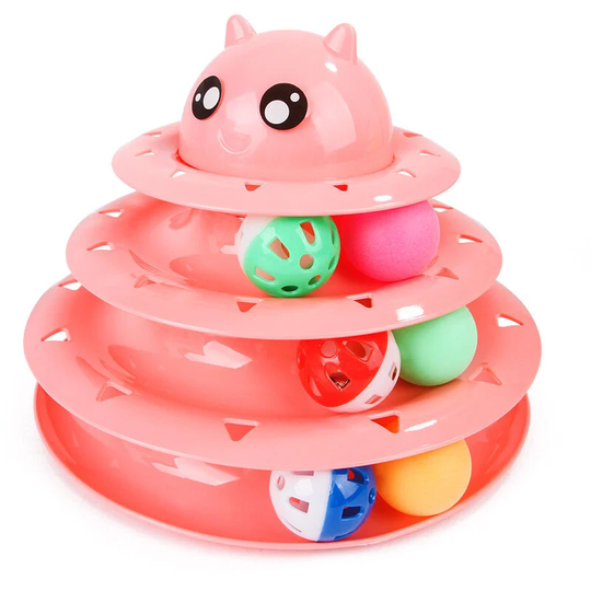 Sun Flowergb - 3-Tier Rolling Cat Toy Cat Turntable Balls with Six Colorful Balls Interactive Kitten Fun Mental Physical Exercise Puzzle Kitten Toys