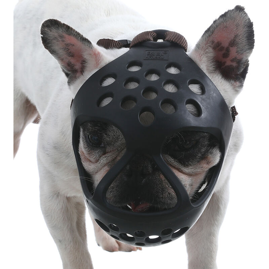 Dog Muzzle for Short Snout Dogs Breathable Holes Prevent Biting Chewing, Black&X-Large - Black&X-Large