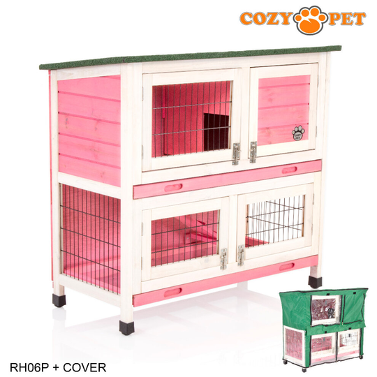 Rabbit Hutch 3ft Pink with Cover Cozy Pet Guinea Pig Run Ferret Runs RH06P
