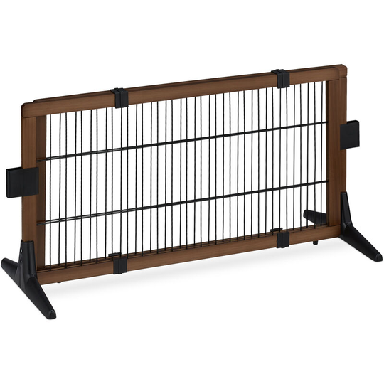 Relaxdays - Safety Gate for Children & Pets, HxD: 51 x 107-172 cm, with Feet and Floor Protectors, Free-Standing, Brown