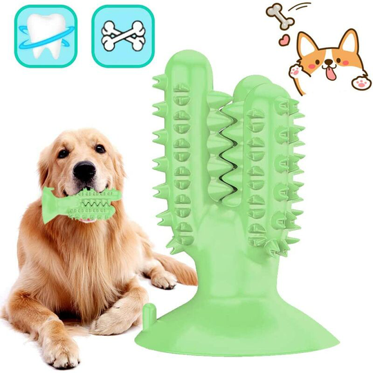 Soekavia - Dog Toothbrush, Dog Teeth Cleaning Toys, Pet Toothbrush Chew Toy, Natural Rubber for Small Dogs Toy Dog Chew - Dental Care (Green)