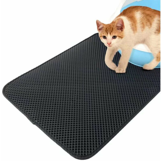 Perle Raregb - eva Double Layer Anti-Slaving Cat Litter Mat Pet Mat Hollen Carpet Falling Sand Carpet Pet Supplies (m (Black 46 * 60 cm))