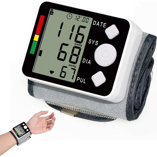 Osqi - Wrist Blood Pressure Monitor for Home - Automatically Measure Your Blood Pressure Monitor with Heart Rate Pulse Detection - 2 x 99 Memories