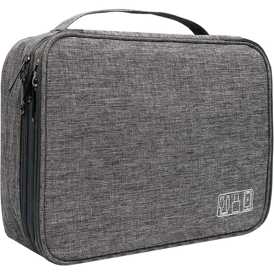 Electronics Organizer, Waterproof Travel Cable Storage Bag for Charging Cable (Gray)