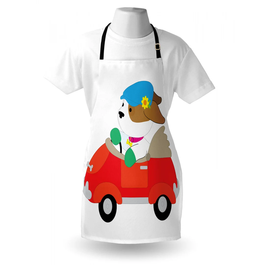 Puppy Wearing a Driving Cap Apron