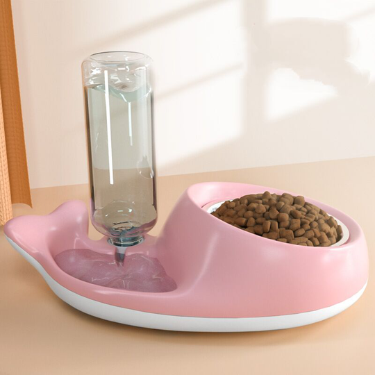 Thsinde - Cat Dog Feeders, Pet Food Water Bowl Non-slip - pink