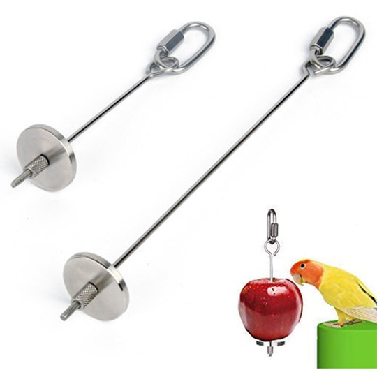 Devenirriche - Bird Food Holder, Bird Feeders, Stainless Steel Parrot Fruit Vegetable Stick Holder, Foraging Toy, Bird Treat Skewer