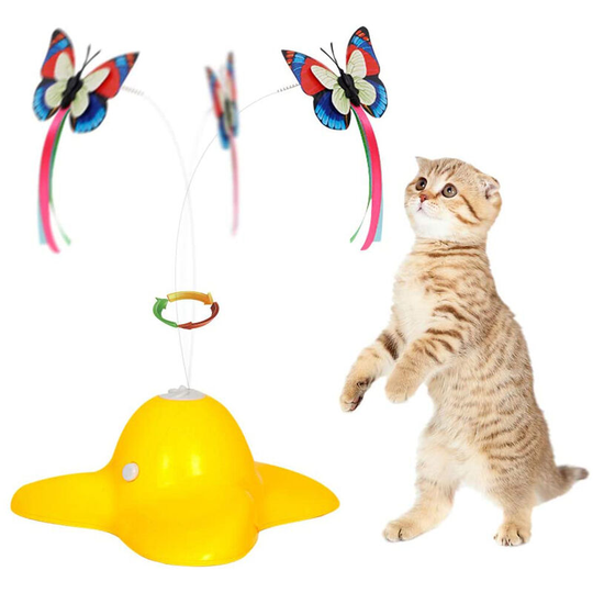 Cat Toys, Interactive Cat Toys for Indoor Cats, Butterfly Cat Toy, Funny Kitten Toys, Electronic Realistic Fluttering Sound, yellow