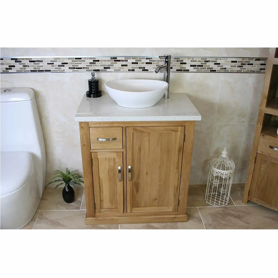 Dehart Solid Oak 750mm Free-Standing Vanity Unit