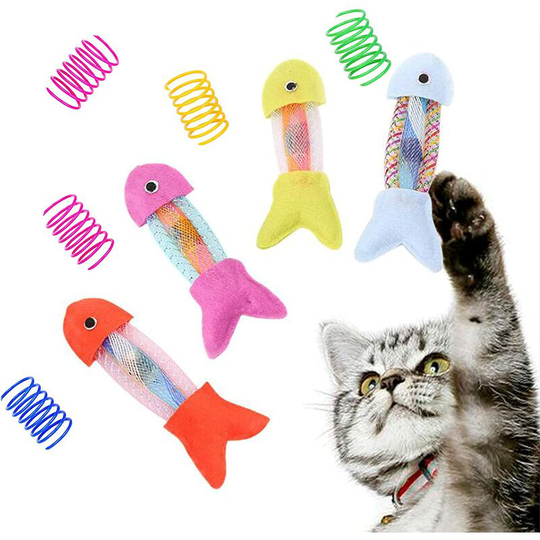 Cat Toys for Indoor Cats with Catnip, Cat Interactive Toys Cute Cat Fish Toy with Spring cat Toys for Cats Pets Kitten