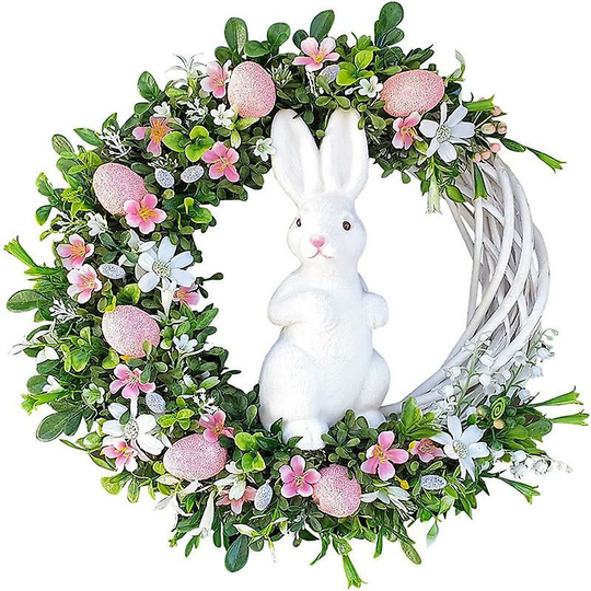 Happy Easter Bunny Garland Home Outdoor Garden Door Decoration Acrylic Artificial Easter Rabbit Wreath Hanging Ornament,,yellow rooster
