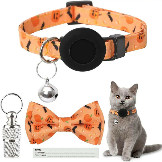 Cats Collar, for Apple Airtag Adjustable Cats Collar Pet Collar for Kitten, Puppy, Orange, 1.0*20-30, 1 piece