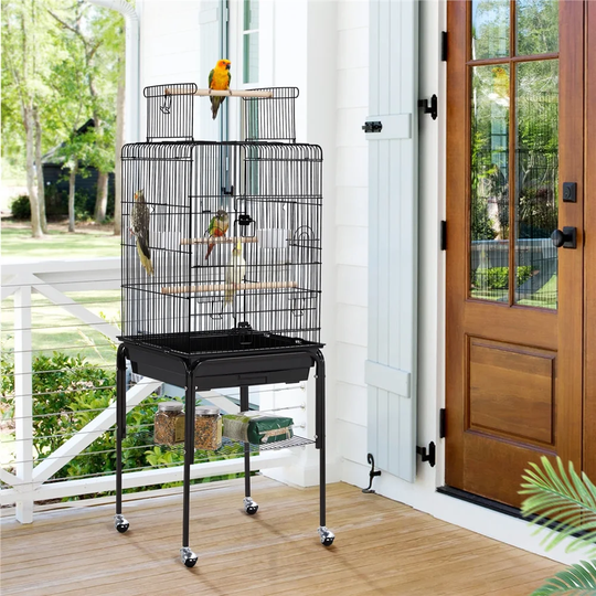 Keynsham 136Cm Iron Play Top Floor Bird Cage with Wheels