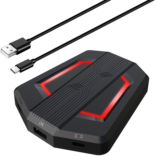 P6 Keyboard and Mouse Adapter Portable Mice Converter Replacement for N-Switch PS4 PS3 XBox One 360 with Four-color Breathing Light,Black - Black