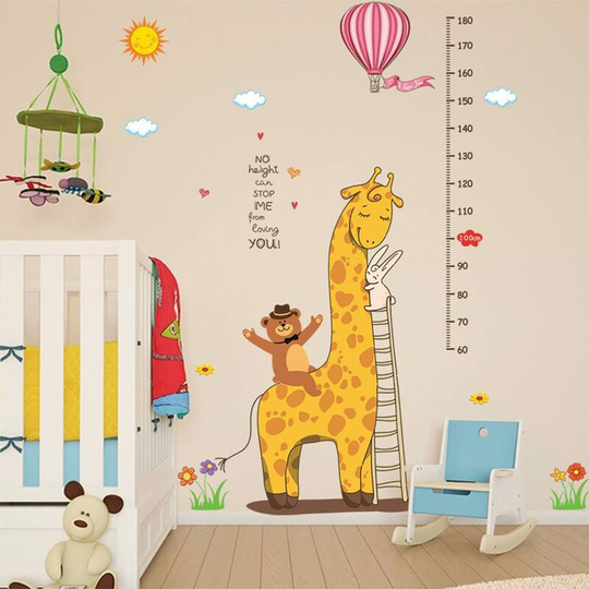 Dksfjkl - Cartoon Cute Bear Rabbit Giraffe Growth Height Chart Removable Wall Stickers Decals, Kids Room Nursery Kids diy Decorative Wall Stickers